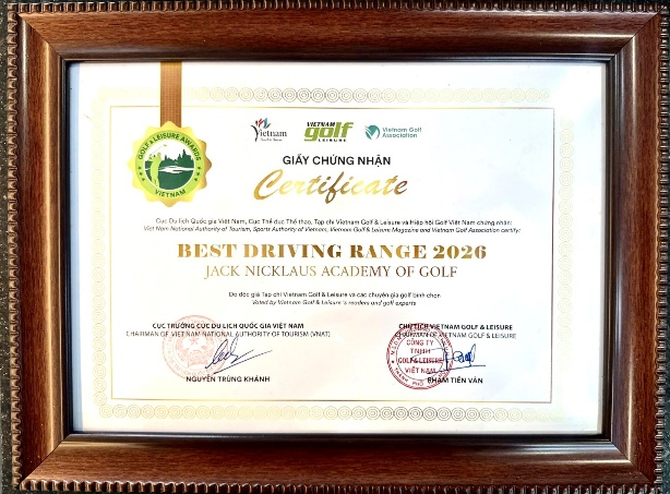 Jack Nicklaus Academy of Golf thuộc BRG Golf được vinh danh “Sân tập Golf Tốt nhất”